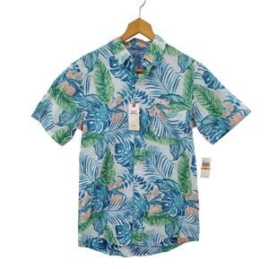 IZOD Saltwater Tropical Hawaiian Shirt Mens Small Resort Cruise Vacation Cruise